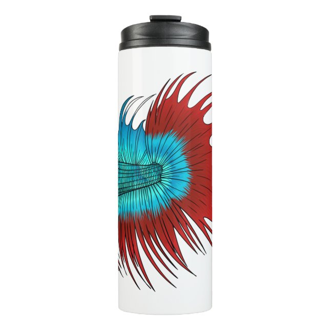 Crowntail betta fish cartoon illustration thermal tumbler (Front)