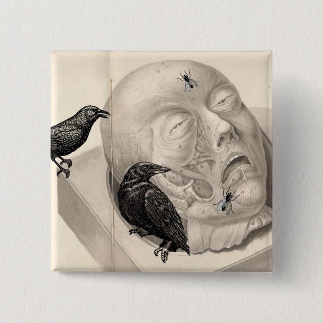 Crows and corpse 15 cm square badge (Front)