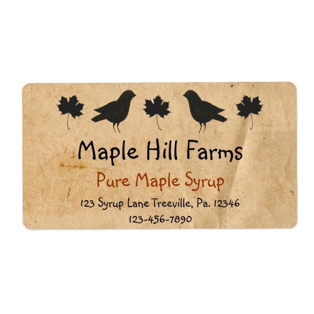 Crows And Maple Leaves Maple Syrup Label (Front)