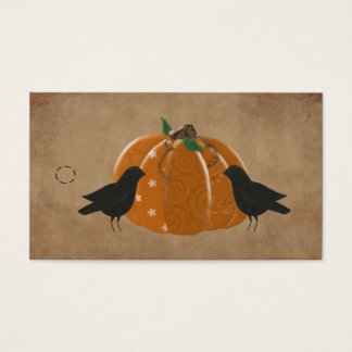 Crows and Pumpkin Primitive Hang Tag