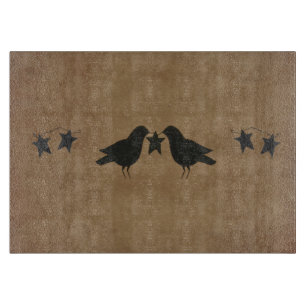 Crows And Stars Glass Cutting Board