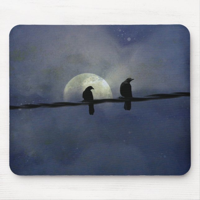 Crows And The Mysterious Night Sky Mouse Mat (Front)