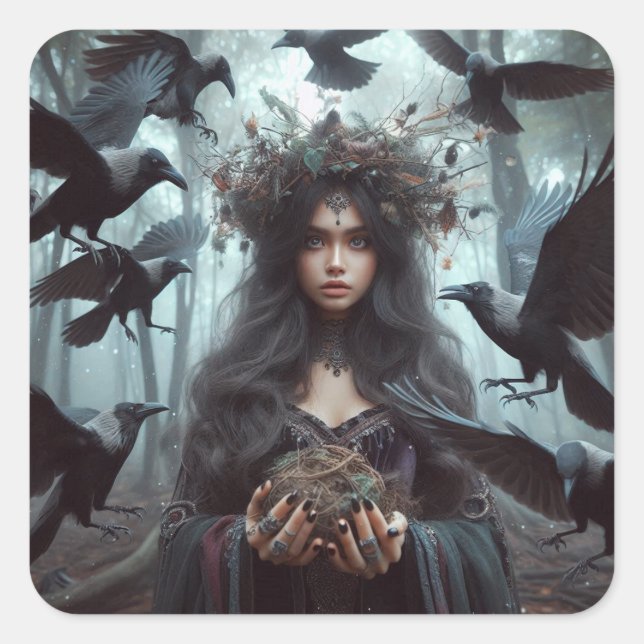 Crows And The Ritual Square Sticker (Front)