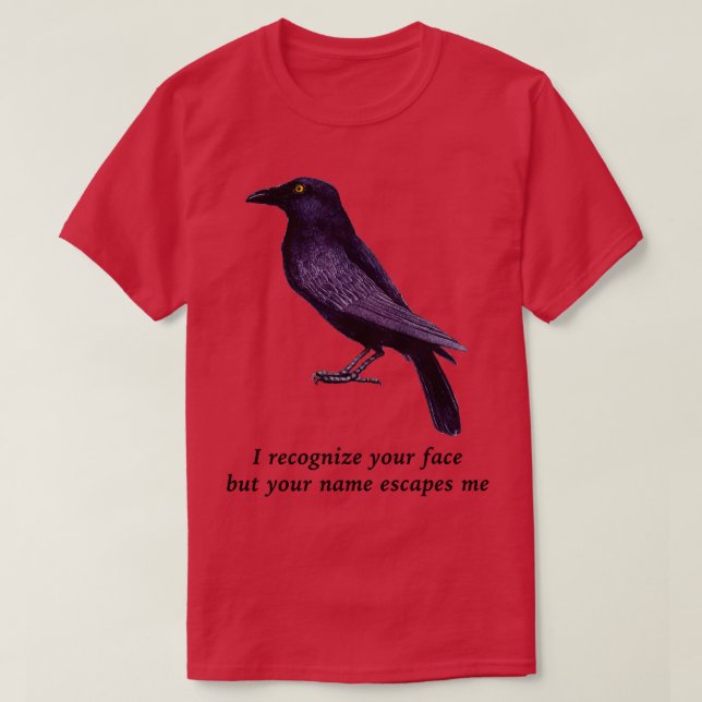 Crows Are Smart Facial Recognition Joke T-Shirt (Design Front)