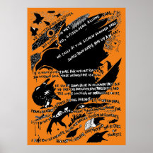 Crows at Lochranza poster (orange)