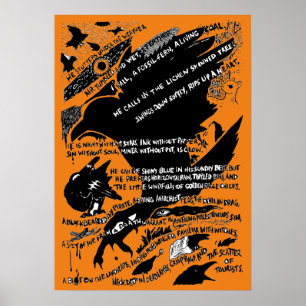 Crows at Lochranza poster (orange)