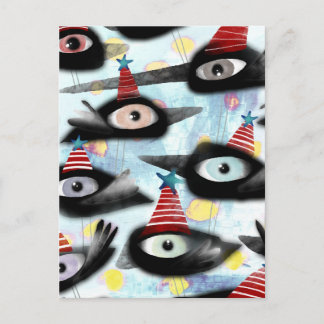 Crows beautiful winter party postcard