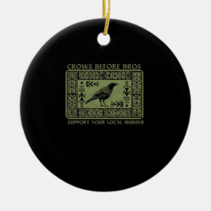 Crows Before Bros - Whimsigoth Fantasy Illustratio Ceramic Tree Decoration