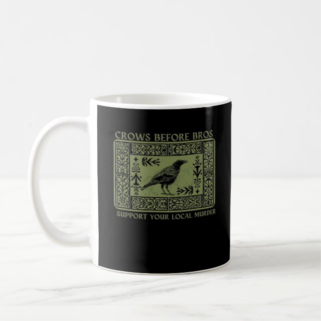 Crows Before Bros - Whimsigoth Fantasy Illustratio Coffee Mug (Left)