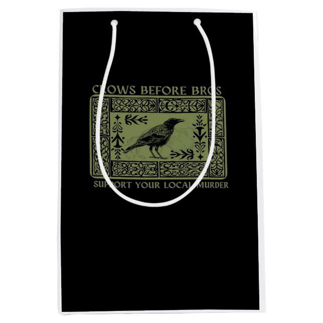 Crows Before Bros - Whimsigoth Fantasy Illustratio Medium Gift Bag (Front)