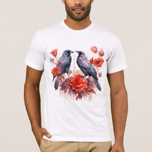 Crows Bird Crow Lover Flower T-Shirt