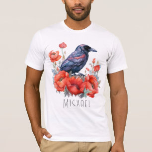 Crows Bird Crow Lover Flower  T-Shirt