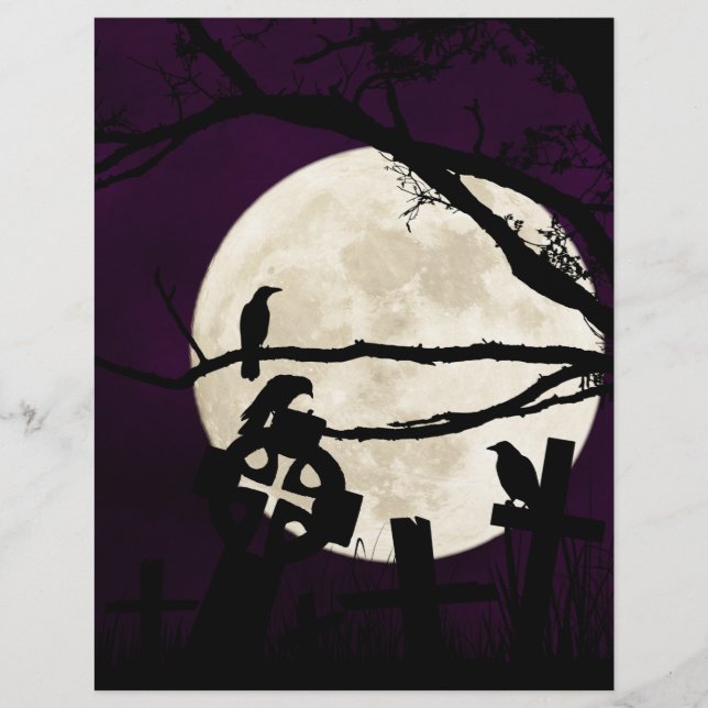 Crows & Crosses Halloween Scrapbook Paper (Front)