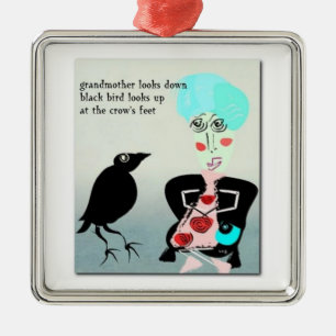Crow's Feet Haiku Art Ornament