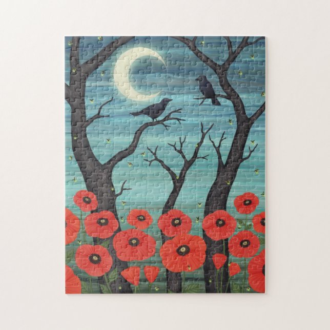 crows, fireflies, and poppies in the moonlight jigsaw puzzle (Vertical)