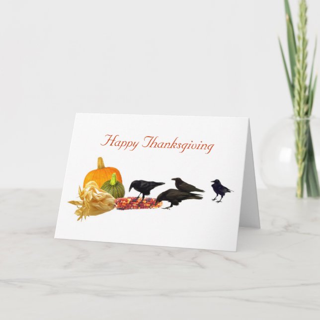 Crows' Harvest Happy Thanksgiving Card (Front)