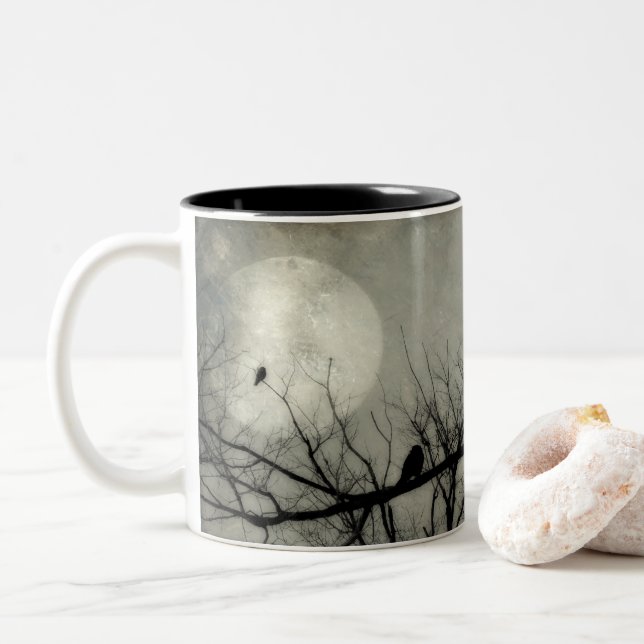 Crows In A Row Two-Tone Coffee Mug (With Donut)