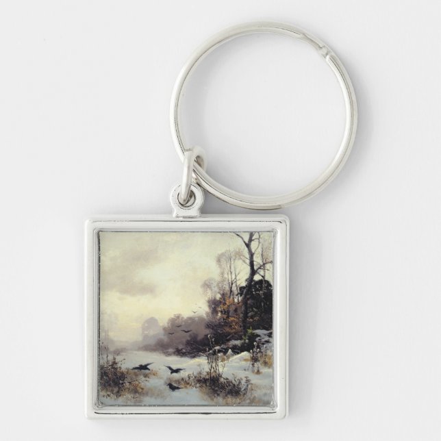 Crows in a Winter Landscape, 1907 Key Ring (Front)