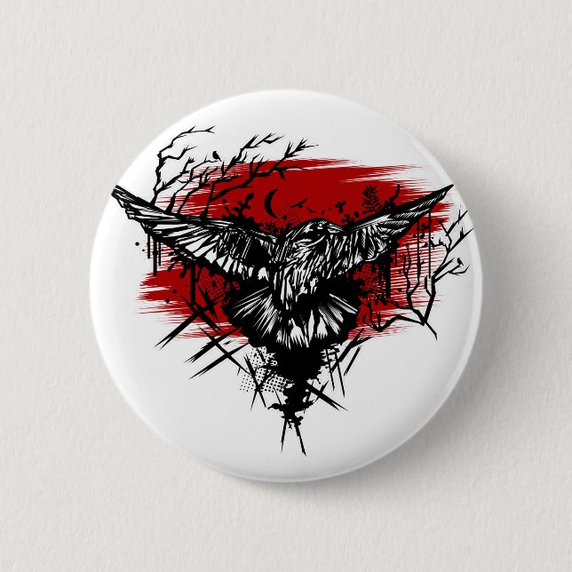 Crows Night 6 Cm Round Badge (Front)