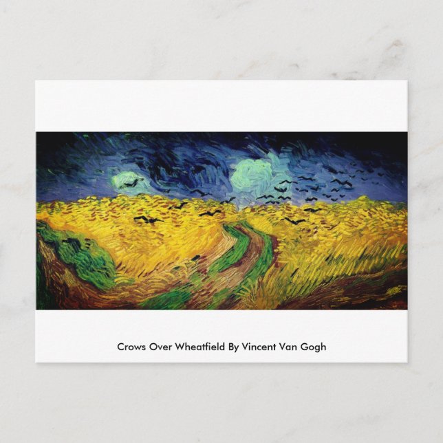 Crows Over Wheatfield By Vincent Van Gogh Postcard (Front)