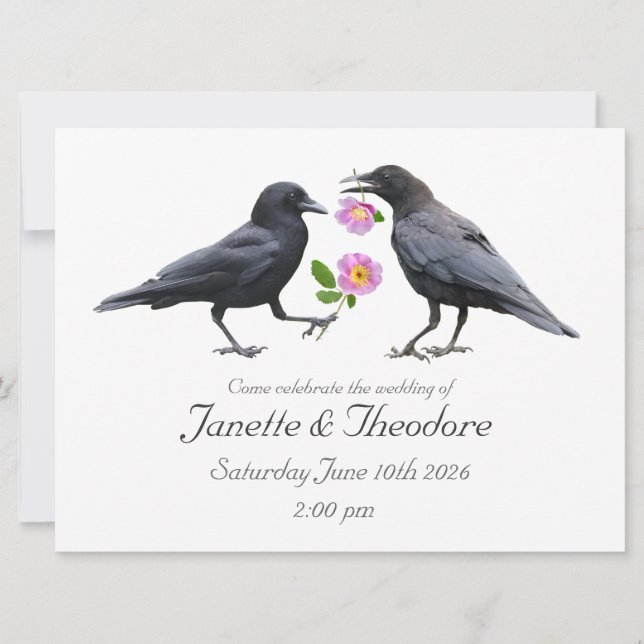 Crows Roses Wedding Invitation (Front)