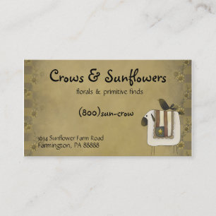 Crows, Sunflowers & Sheep Primitive Business Card