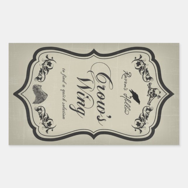 Crow's Wing Halloween Jar Sticker Label (Front)