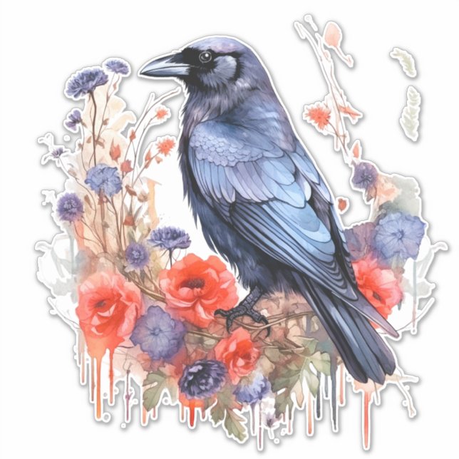 Crows with poppy sticker (Front)