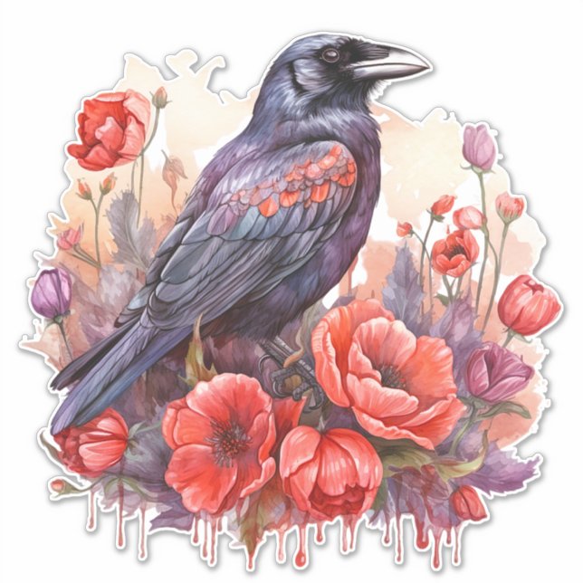 Crows with poppy sticker (Front)