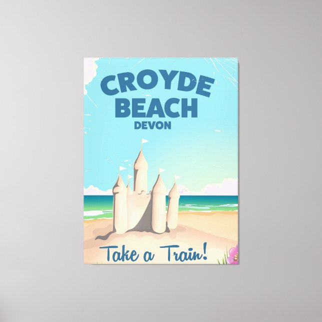 CROYDE BEACH Devon Vintage travel poster Canvas Print (Front)