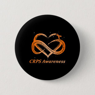 CRPS Awareness Chronic Pain Orange Ribbon RSD CRPS 6 Cm Round Badge