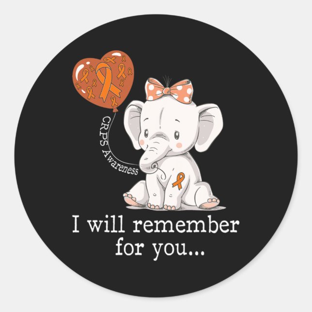 Crps Awareness Elephant  Classic Round Sticker (Front)