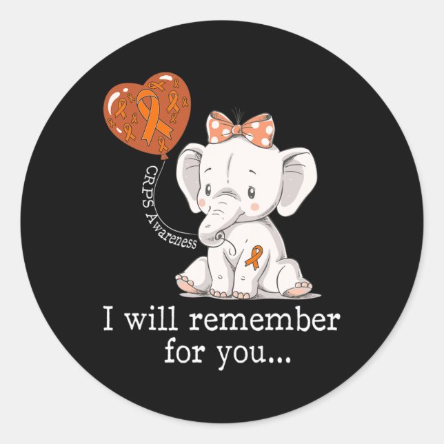 Crps Awareness Elephant  Classic Round Sticker (Front)