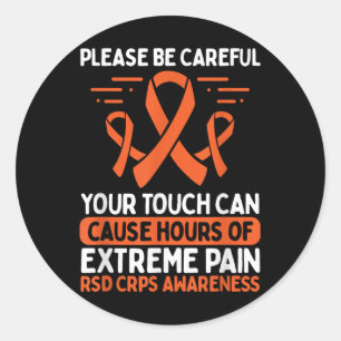 Crps Awareness Fighter Disease Rsd Warrior Orange Classic Round Sticker