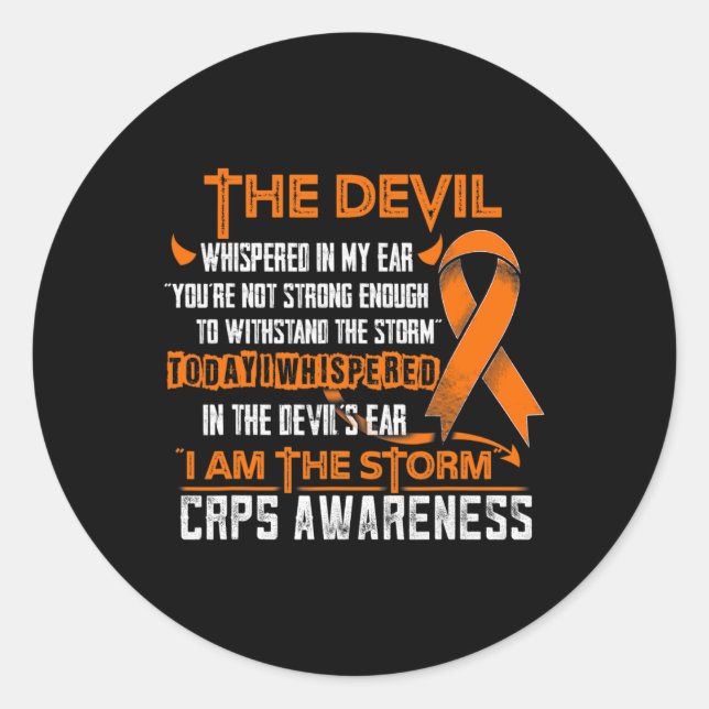 Crps Awareness I Am The Storm Devil  Classic Round Sticker (Front)
