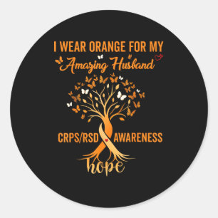 Crps Awareness I Wear Orange For My Husband Novemb Classic Round Sticker