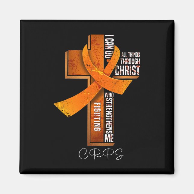 Crps Awareness Orange Ribbon Christian Cross  Magnet (Front)
