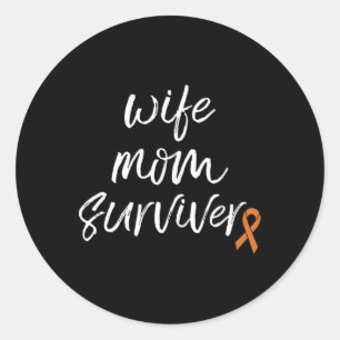 Crps Awareness Orange Ribbon Wife Mum Survivor Classic Round Sticker