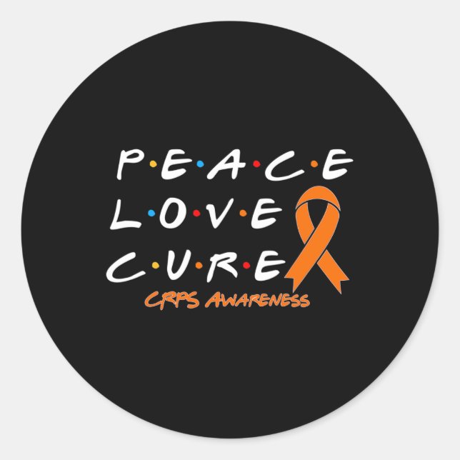 Crps Awareness Peace Love Cure  Classic Round Sticker (Front)