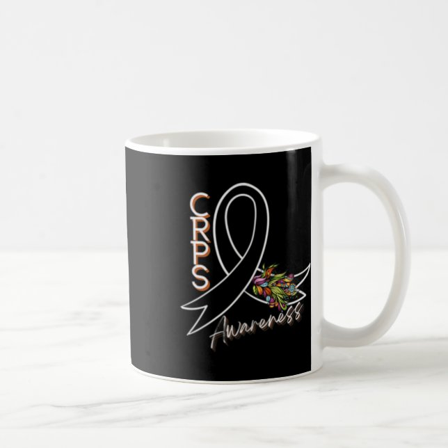 Crps Awareness Ribbon - Front And Back Design  Coffee Mug (Right)