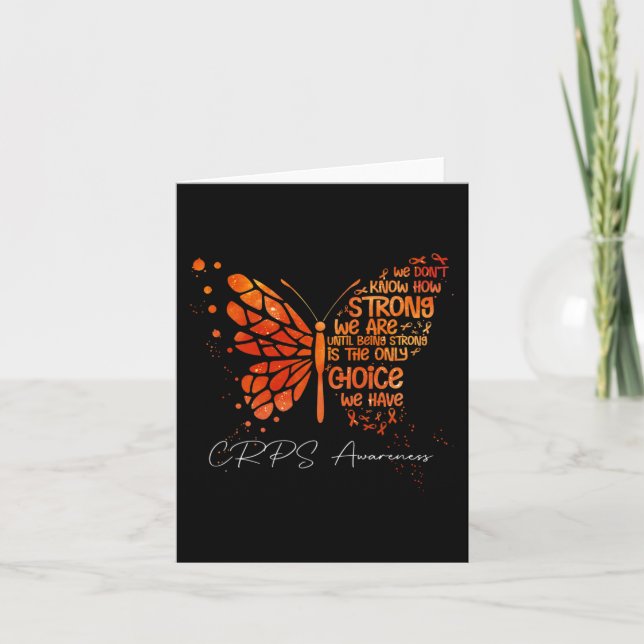 CRPS Butterfly Orange Ribbon CRPS Awareness  Card (Front)