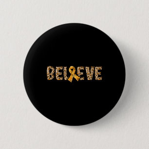 Crps Leopard Print Orange Ribbon Support Believe 6 Cm Round Badge