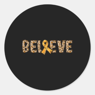 Crps Leopard Print Orange Ribbon Support Believe  Classic Round Sticker