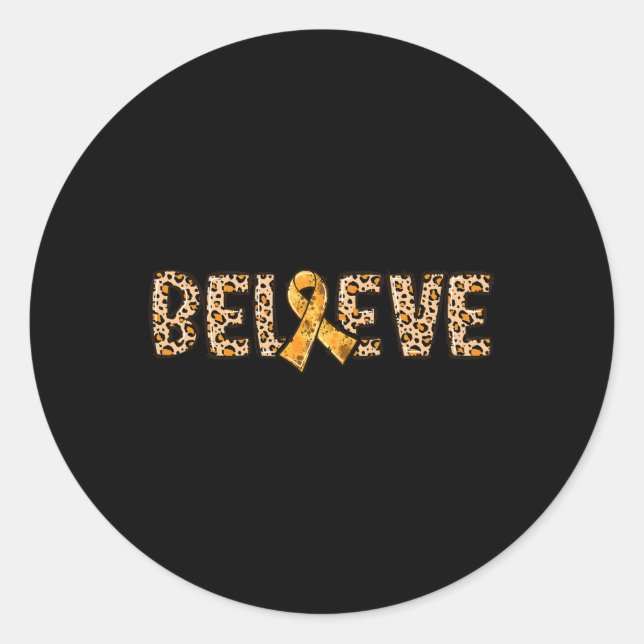 Crps Leopard Print Orange Ribbon Support Believe  Classic Round Sticker (Front)