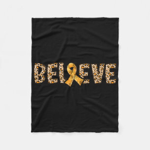 Crps Leopard Print Orange Ribbon Support Believe Fleece Blanket