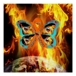 CRPS RSD Warrior Survior Ribbon Butterfly Earth Poster