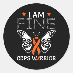 Crps Warrior I Am Fine Orange Ribbon Butterfly Rsd Classic Round Sticker