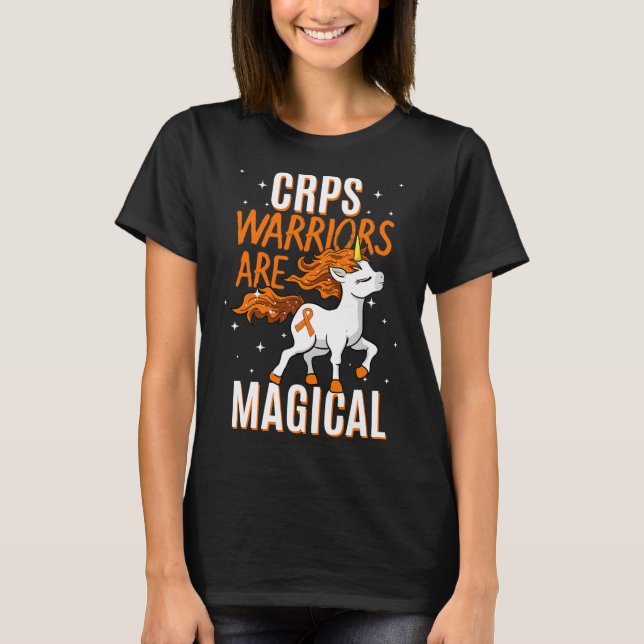 CRPS Warrior Magical Unicorn Orange Ribbon Causalg T-Shirt (Front)