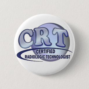 CRT CERTIFIED RADIOLOGIC TECHNOLOGIST BLUE LOGO 6 CM ROUND BADGE