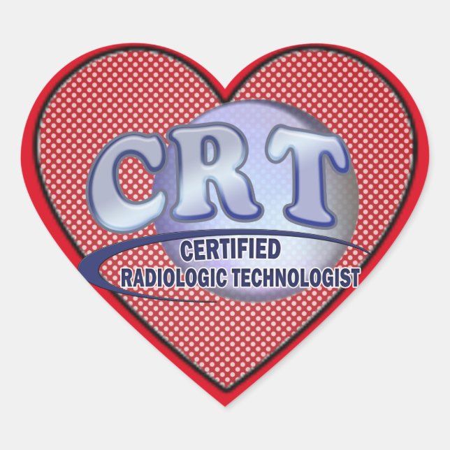 CRT CERTIFIED RADIOLOGIC TECHNOLOGIST  BLUE LOGO HEART STICKER (Front)
